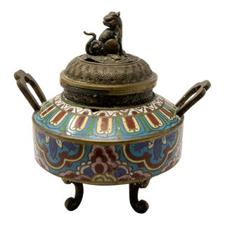 Early 20th Century Bronze Cloisonné Censer For Sale