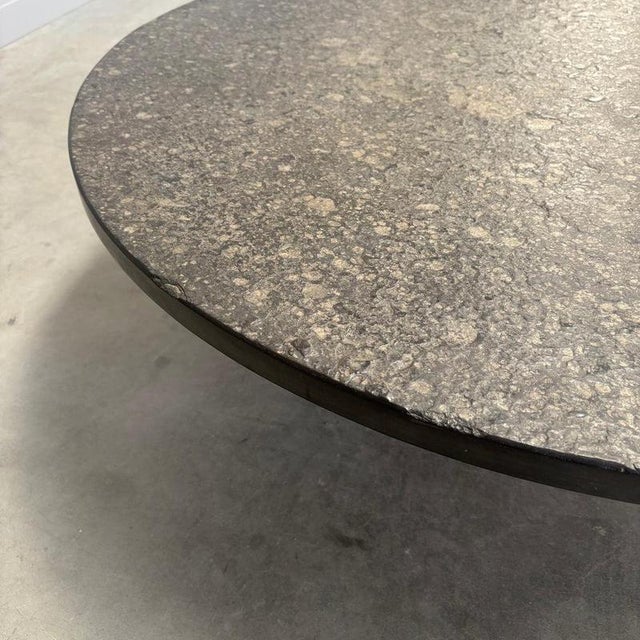 Brown Round Slate Stone Coffee Table, 1970s For Sale - Image 8 of 10