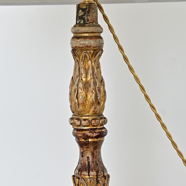 19th Century Italian Giltwood Candlestick Table Lamp For Sale In Baton Rouge - Image 6 of 11