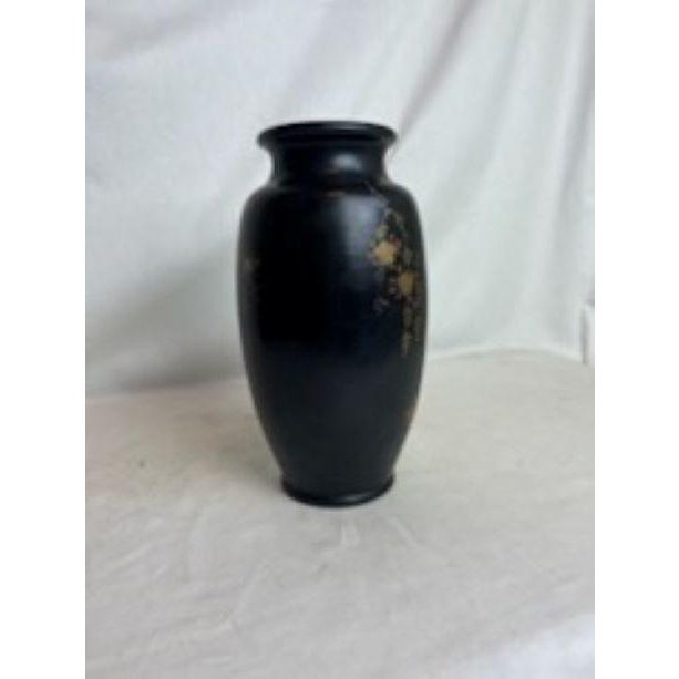 Asian 1920s Black and Metallic Vase With Birds and Flowers For Sale - Image 3 of 12