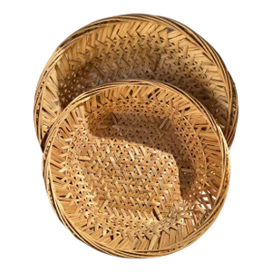 Woven Rattan Pair of Baskets