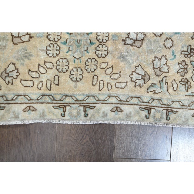 Textile 1970s Vintage Persian Handmade Wool Cotton Beige Area Rug For Sale - Image 7 of 11