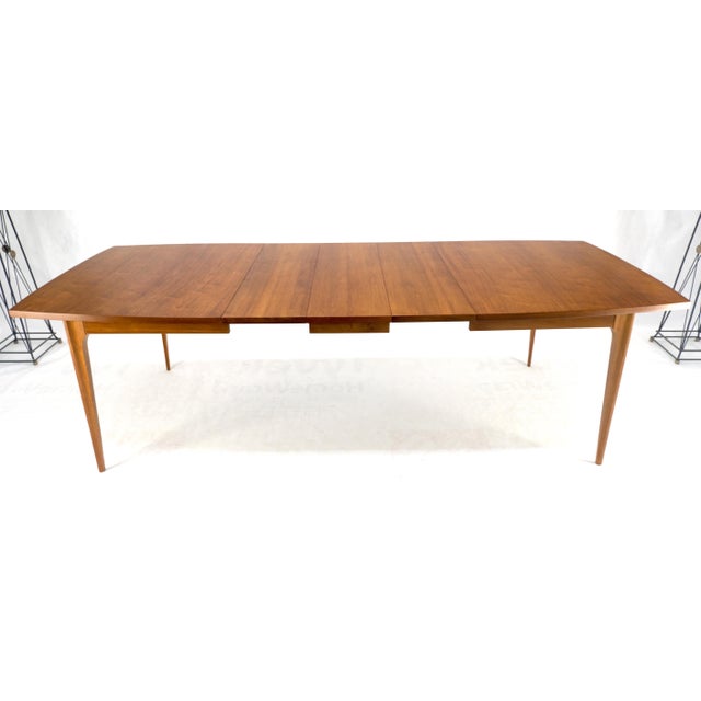 Brown Tapered Legs Walnut 3 Leaves Danish Mid Century 66" Long Dining Table MINT! For Sale - Image 8 of 13