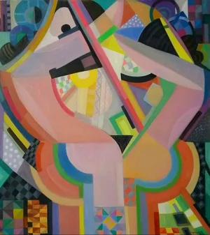 Swing Original Abstract Painting by Reza Afrookhteh