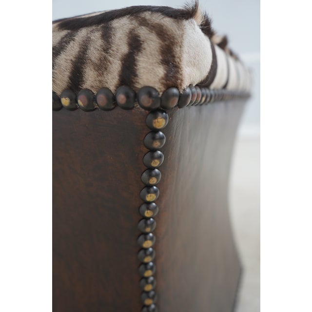 Animal Skin Pair Modern Design Zebra Print Hide Ottoman or Stools For Sale - Image 7 of 11