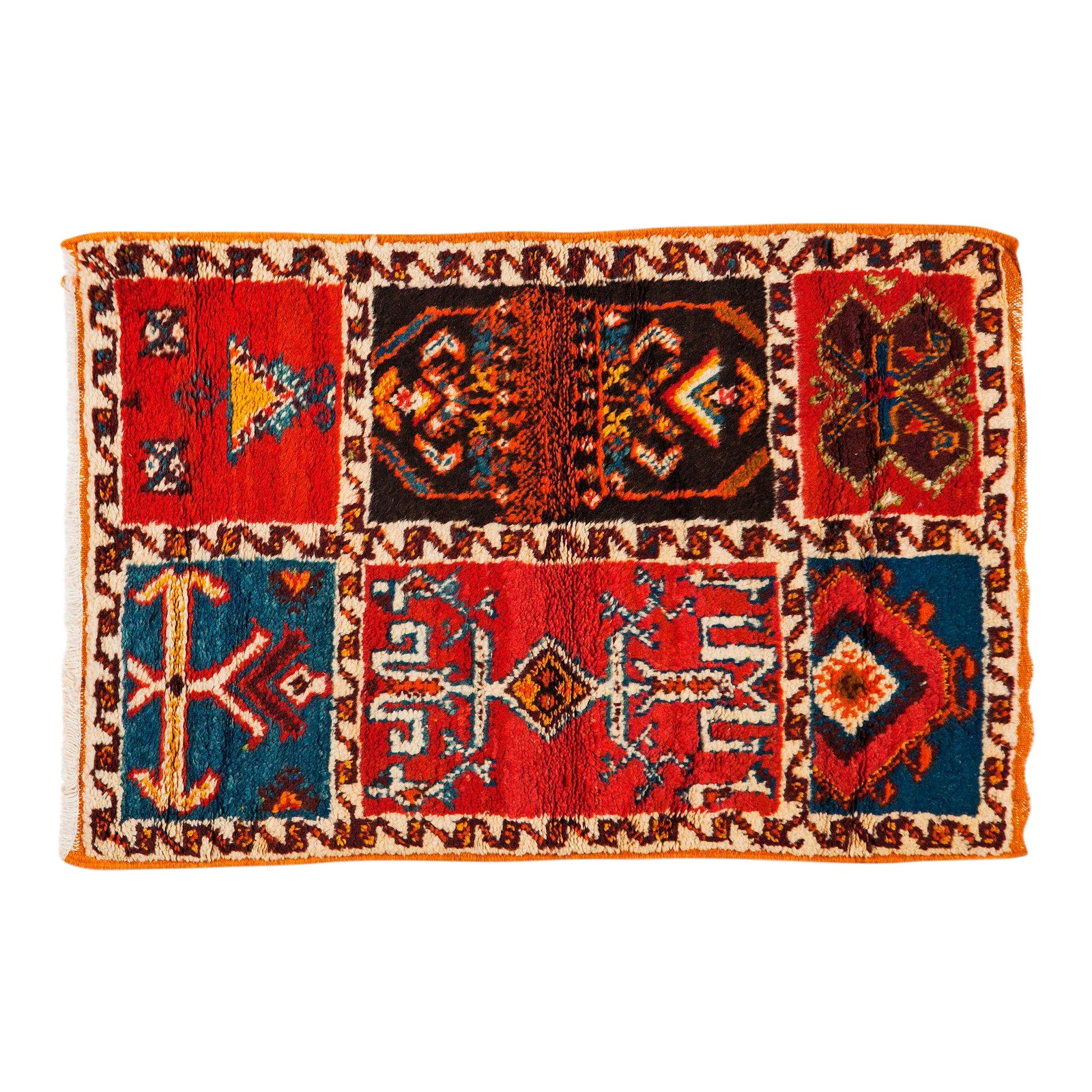 Berber Rug Six Panel Abstract Designs | Chairish