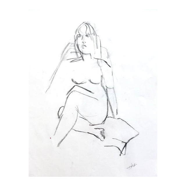 Contemporary Modern Nude Ink Drawing by Martha Holden For Sale