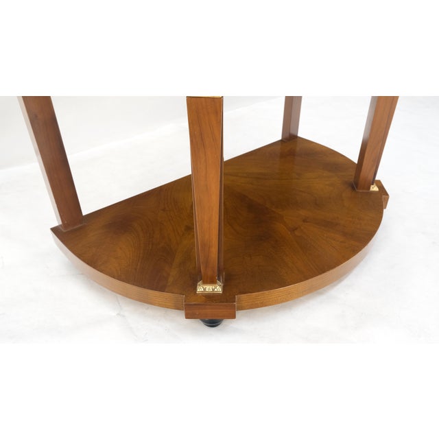 Traditional Walnut Marble Top Neoclassical Demi Lune Bronze Mount Console Table 1 Drawer For Sale - Image 3 of 18