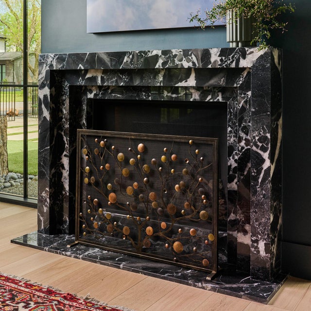 Tobacco Origin Mid Century Modern Fireplace Screen For Sale - Image 10 of 12