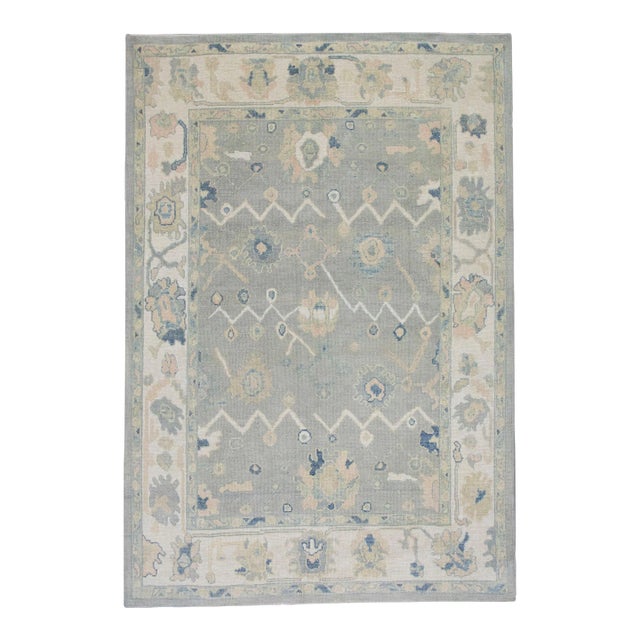 Oriental 21st Century Hand Knotted Soft Oslo Gray Turkish Oushak Rug 6'5" X 8'10" For Sale