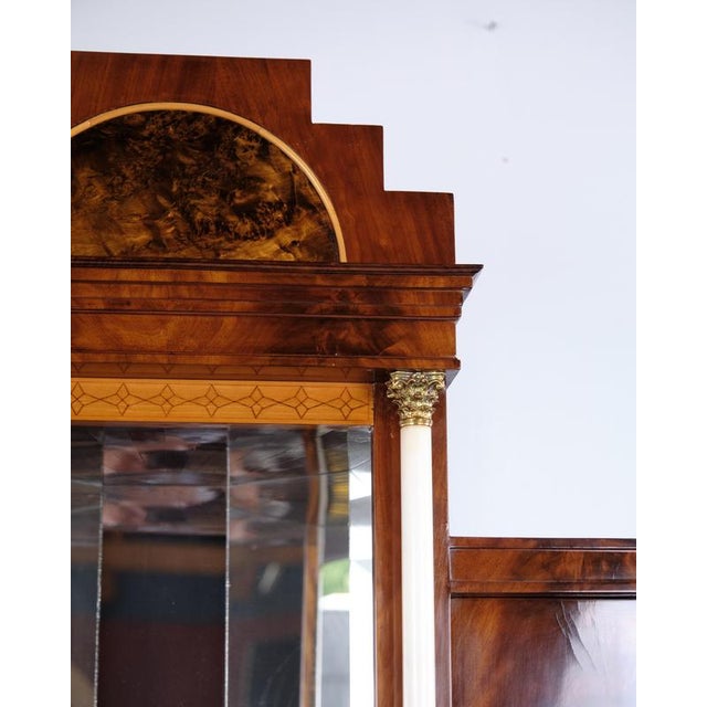 Antique Empire Secretary Desk in Hand-Polished Mahogany with Marquetry, 1840s For Sale - Image 4 of 12