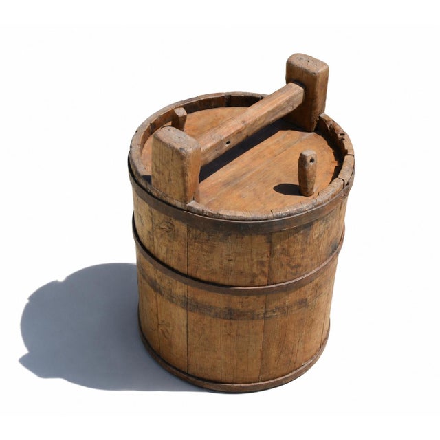 Brown 19th Century Chinese Wine Barrel Jujube Wood Iron Bands For Sale - Image 8 of 13