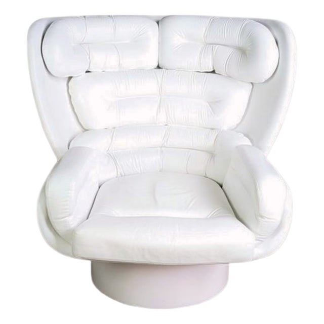 Original Elda Chair in White Leather by Joe Colombo For Sale