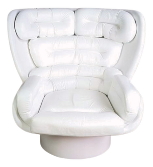 Original Elda Chair in White Leather by Joe Colombo