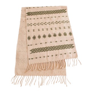 Handwoven Guatemalan Dusty Rose and Olive Green Table Runner For Sale