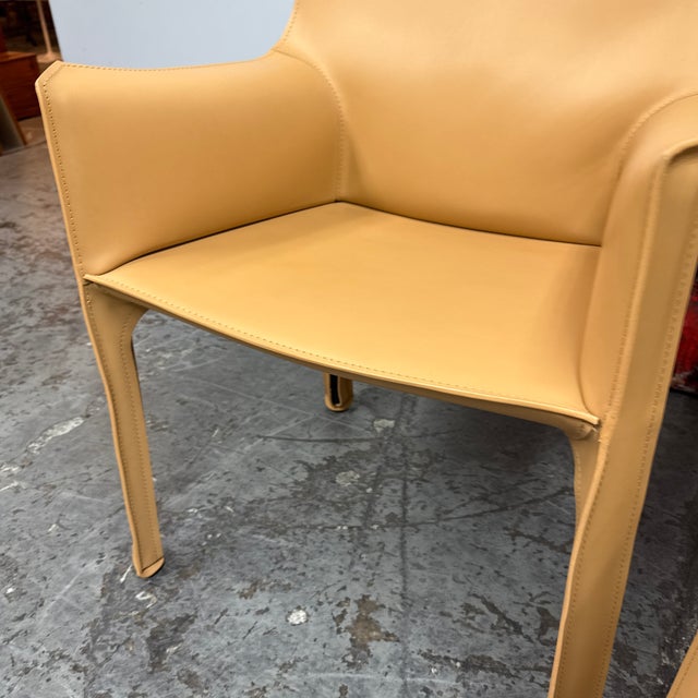 Mario Bellini for Cassina Cab 413 Leather Arm Chairs, Set of Four For Sale - Image 12 of 12