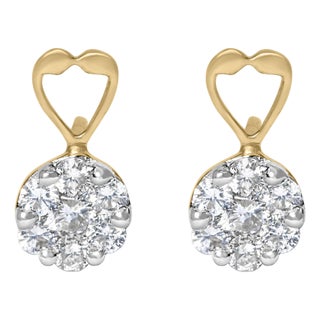 14K Yellow Gold 1ct. TDW Round-cut Diamond Earrings (I-J,SI2-I1) For Sale