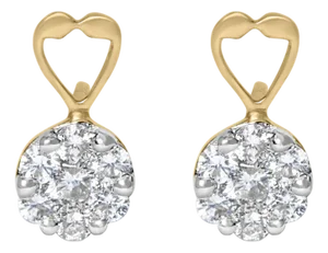 14K Yellow Gold 1ct. TDW Round-cut Diamond Earrings (I-J,SI2-I1)