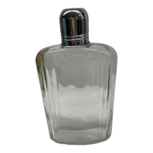 Art Deco Barware - 1930s Glass Hip Flask With Chrome Lid