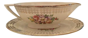 Mid 20th Century 22 Karat Gold Gravy Boat & Saucer