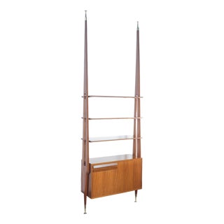 Italian Floor-to-Ceiling Wooden Bookcase, 1970s For Sale