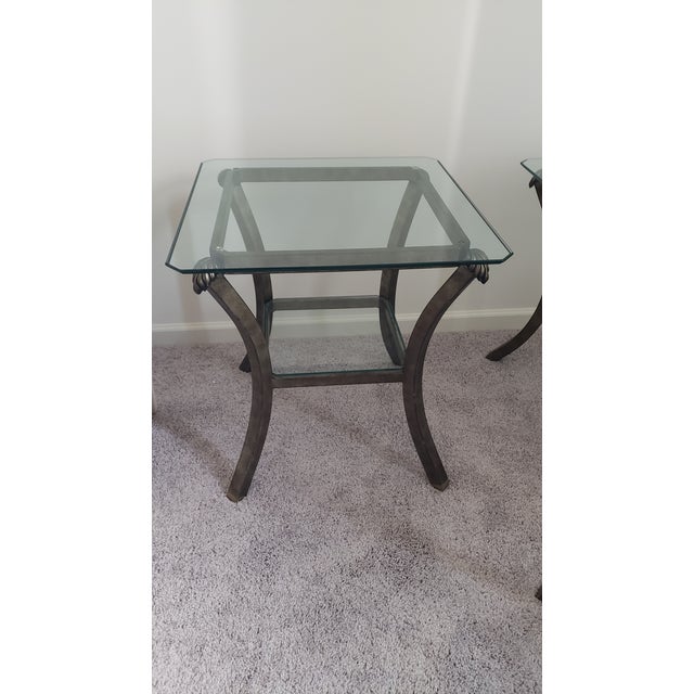 1980s Fortunoff Glass & Bronze End Tables & Coffee Table, Atrributed For Sale - Image 10 of 11