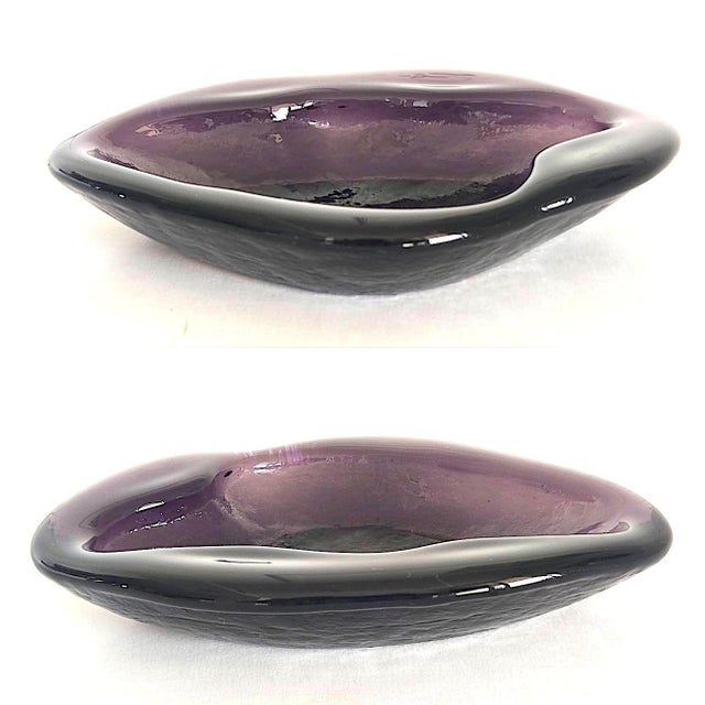 Mid-Century Modern Vintage 1950s Blenko Glass Free Form Amoeba Dish Designed by Winslow Anderson For Sale - Image 3 of 12