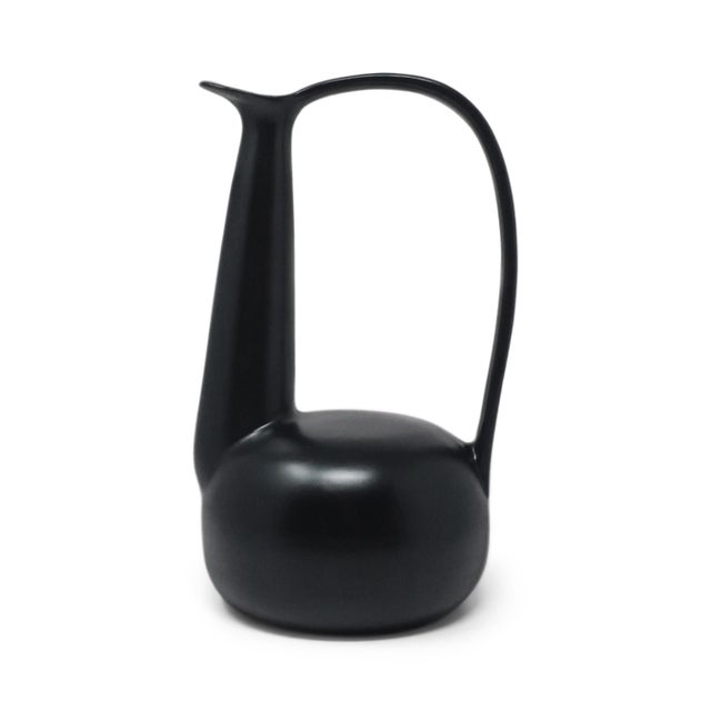 Gio Ponti 1990s Italian Bucchero Ceramic "Gubbio" Swan-Neck Jug by Gio Ponti for Neoponti/Costantino For Sale - Image 4 of 8