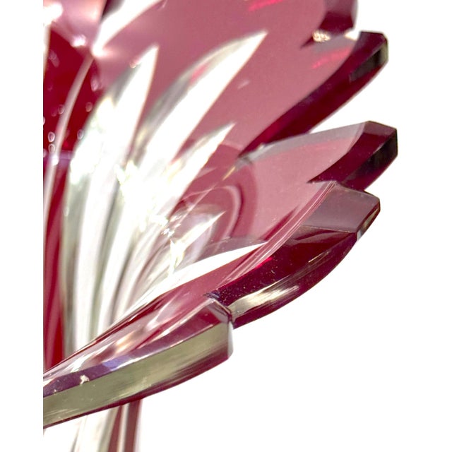 Monumental Bohemian Ruby Cut to Clear Crystal Flower Form Vase, Circa 1880 For Sale - Image 13 of 15