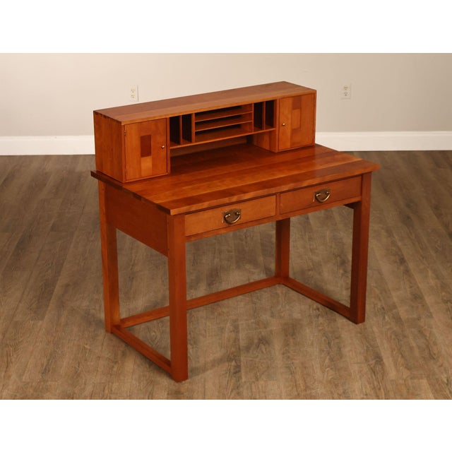 High Quality American Made Solid Cherry Writing Desk Or Library Table With Hutch With A Pair Of Dovetailed Drawers. Finish...