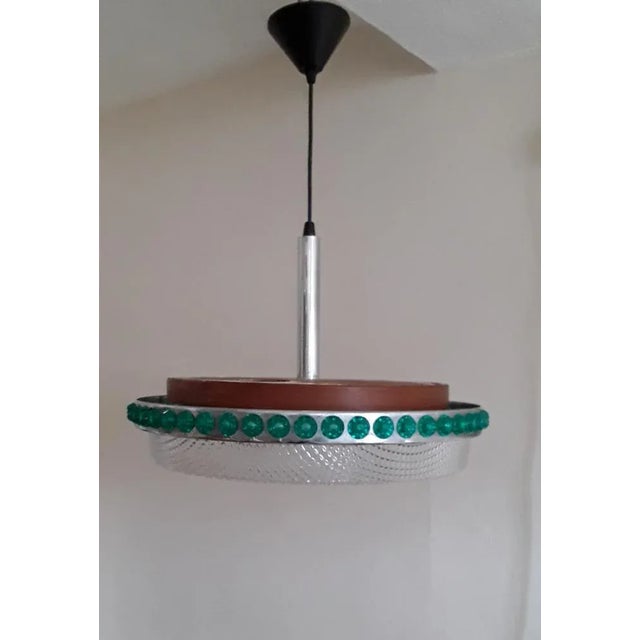 Vintage German Ceiling Lamp with Chrome-Plated Frame, 1960s, in Good conditions. Designed 1960 to 1969 European Plug (up...