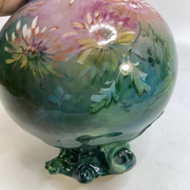 Vintage Lenox Art Deco Vase Iridescent Hand Painted Porcelain 16 in Wreath Mark For Sale - Image 15 of 16