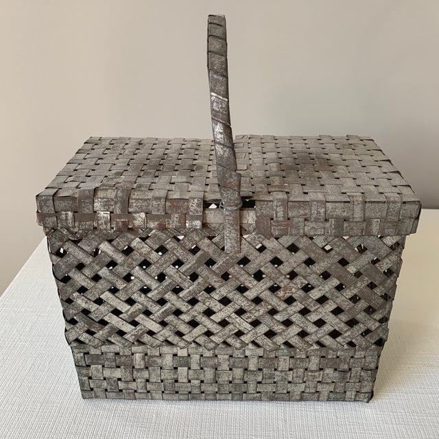 Antique Woven Metal Square Basket Chairish