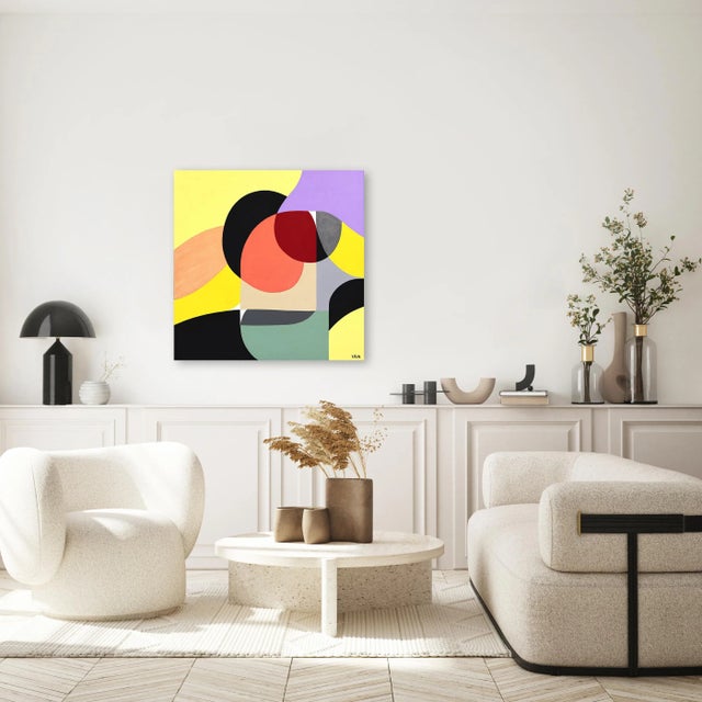 Yellow Intesa 2 - Abstract Vibrant Colorful Geometric Art on Canvas Original Artwork by Federico Pinto Schmid For Sale - Image 8 of 9