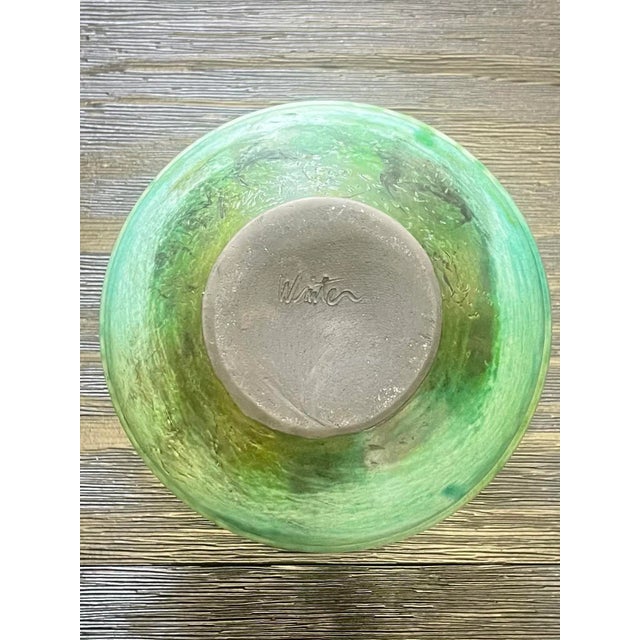 Turquoise Vintage Raku Studio Pottery Vase by Joe Winter For Sale - Image 8 of 9