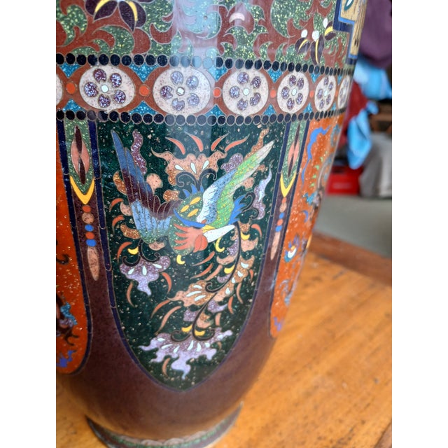 19th Century Japanese Brown Cloisonne Vase For Sale - Image 9 of 13