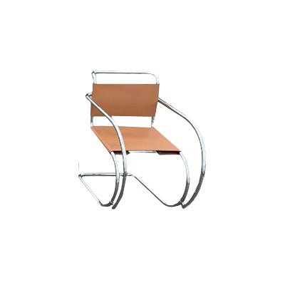 Tubular Chrome & Leather MR20 Armchair by Ludwig Mies Van Der Rohe, Italy, 1980s For Sale