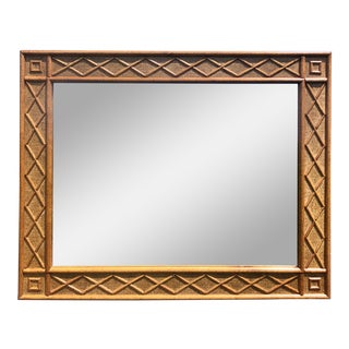 Large Speckled Bamboo Fretwork Mirror For Sale