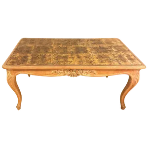 Louis XV Style White Washed Coffee Table with Decorated Glass Top