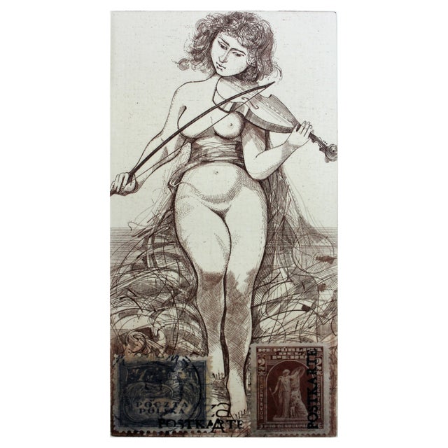 Bogdan Pikulicki, Violinist, Print and Collage on Paper, 2000 For Sale