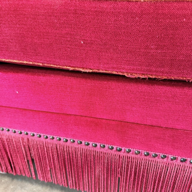 Textile Pair of Vintage Danish Modern Art Deco Style Burgundy Mohair Velvet Club Chairs, 1940's For Sale - Image 7 of 7