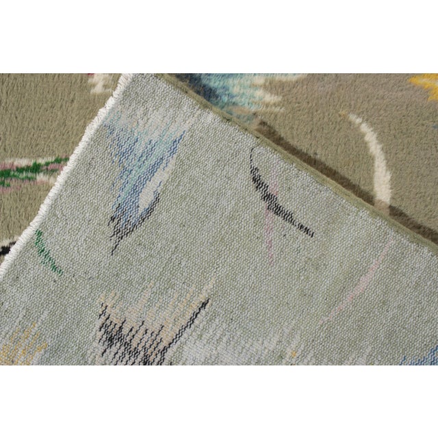 1960s 1960s Vintage Art Deco Rug in Green, Black, Multicolor All Over Geometric Pattern For Sale - Image 5 of 6