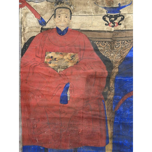 Large Ancestral Portrait of an Aristocratic Couple, Joseon Dynasty (Korea), 1750-1850, Mixed Media For Sale - Image 10 of 15