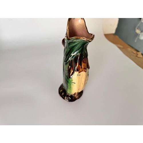 Ceramic Majolica Gobbling Fish Jug in Green and Brown, England, 19th Century For Sale - Image 7 of 10