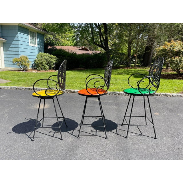 Black Gin Rum Rye Barstools by Arthur Umanoff for Shaver Howard, Circa 1960 - Set of 3 Counter Height For Sale - Image 8 of 13