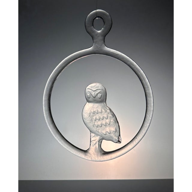 Owl Window Sun Catcher in Crystal Glass by Bertil Vallien for Kosta Boda, Sweden, 1970s For Sale - Image 14 of 14