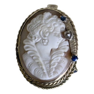 1940s 14k Gold Edwardian Style Shell Cameo Habillé Convertible Brooch Pendant For Sale