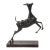 Mid-Century Brutalist Welded Bronze Sculpture of a Leaping Goat on Wood Base For Sale