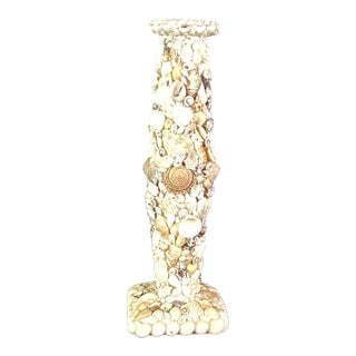 Shell Decorated Pedestal Candlestick For Sale
