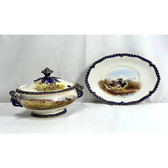 Antique Royal Worcester 1898 George Johnson Hand Painted Game Bird China-17 PCS For Sale - Image 10 of 12